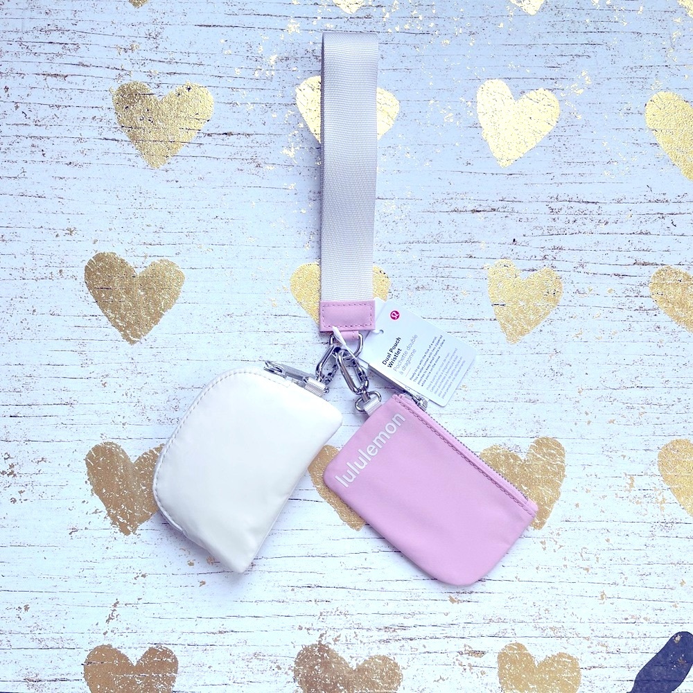 LAST ONE! NWT LULULEMON Dual Pouch White Opal Pink Peony Wristlet